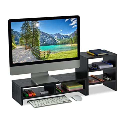 Relaxdays Monitorständer mit Ablagen, 2 Teile, Organizer, Laptopablage für Schreibtisch, Desktoperhöhung Büro, schwarz, 1 Stück Relaxdays Monitorständer mit Ablagen, 2 Teile, Organizer, Laptopablage für Schreibtisch, Desktoperhöhung Büro, schwarz, 1 Stück von Relaxdays