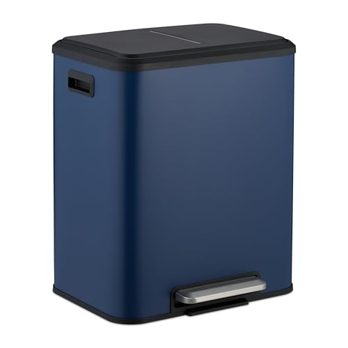 Relaxdays Mülleimer 2 x 15 Liter, Küchenmülleimer mit entnehmbare Inneneimer, Absenkautomatik und Trittpedal, Blau Relaxdays Mülleimer 2 x 15 Liter, Küchenmülleimer mit entnehmbare Inneneimer, Absenkautomatik und Trittpedal, Blau von Relaxdays