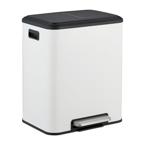 Relaxdays Mülleimer 2 x 15 Liter, Küchenmülleimer mit entnehmbare Inneneimer, Absenkautomatik und Trittpedal, Weiß Relaxdays Mülleimer 2 x 15 Liter, Küchenmülleimer mit entnehmbare Inneneimer, Absenkautomatik und Trittpedal, Weiß von Relaxdays
