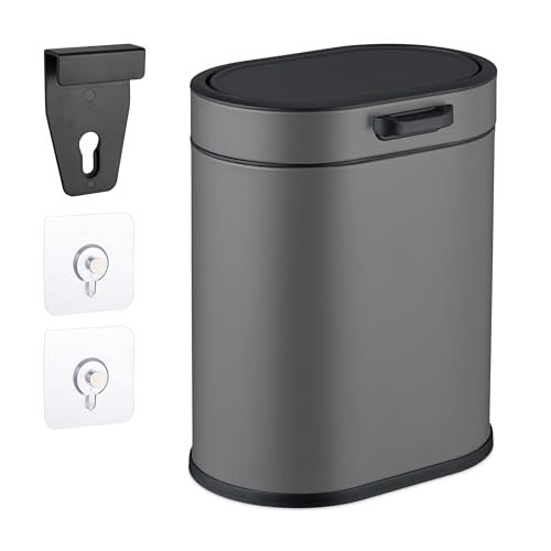 Relaxdays Mülleimer Wandmontage, 5 Liter, Einhängen oder Kleben, Inneneimer, Küchenabfalleimer, Badmülleimer, grau Relaxdays Mülleimer Wandmontage, 5 Liter, Einhängen oder Kleben, Inneneimer, Küchenabfalleimer, Badmülleimer, grau von Relaxdays