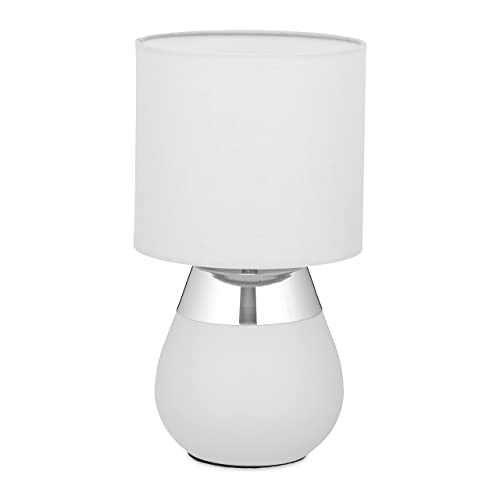 Relaxdays Nachttischlampe Touch dimmbar, moderne Touch Lampe, 3 Stufen, E14, Tischlampe, HxD: 32,5 x 18 cm, grau-silber von Relaxdays