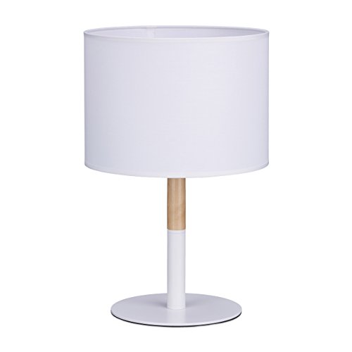 Relaxdays Nachttischlampe Zylinder-Form, Stoffschirm, Tischlampe, HxBxT: 40 x 25 x 25 cm, Holz, weiß Relaxdays Nachttischlampe Zylinder-Form, Stoffschirm, Tischlampe, HxBxT: 40 x 25 x 25 cm, Holz, weiß von Relaxdays