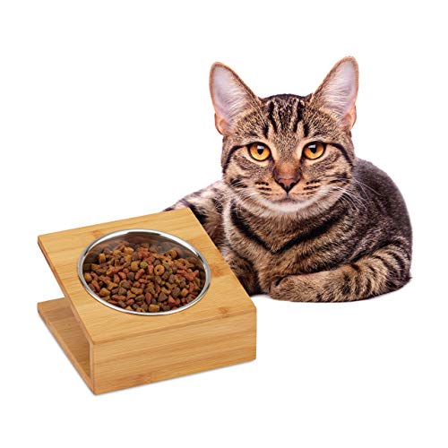 Relaxdays Napfstation, Katzen & kleine Hunde, für Wasser und Futter, geneigter Futternapf Edelstahl, HBT 10x18x18, Natur, 1 Napf, 1 Stück Relaxdays Napfstation, Katzen & kleine Hunde, für Wasser und Futter, geneigter Futternapf Edelstahl, HBT 10x18x18, Natur, 1 Napf, 1 Stück von Relaxdays