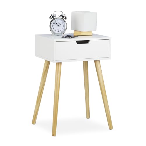 Relaxdays Nachttisch weiß, modernes & skandinavisches Design, 1 Schublade, für Boxspringbett, HBT 60x40x30cm, weiß/Natur Relaxdays Nachttisch weiß, modernes & skandinavisches Design, 1 Schublade, für Boxspringbett, HBT 60x40x30cm, weiß/Natur von Relaxdays