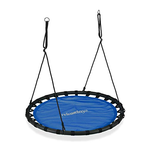 Relaxdays Nestschaukel, runde Hängeschaukel, für Kinder & Erwachsene, verstellbar, draußen, Ø: 120 cm, bis 100 kg, blau von Relaxdays