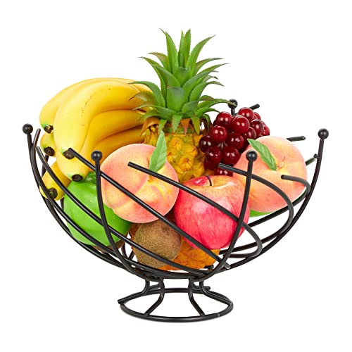 Relaxdays Obstschale Metall, runder Obstkorb, H x D: 20,5 x 33,5 cm, Drahtkorb für Früchte & Gemüse, modern, schwarz von Relaxdays