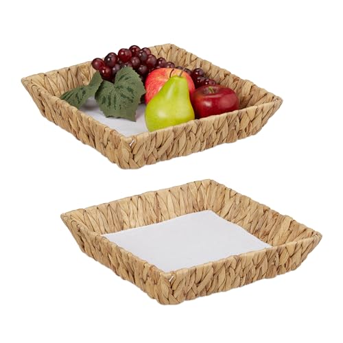 Relaxdays Obstschalen, 2er Set, Dekokörbe für Obst, Brot UVM., aus Wasserhyazinthe, HBT ca. 7x30x30 cm, Boho-Stil, Natur Relaxdays Obstschalen, 2er Set, Dekokörbe für Obst, Brot UVM., aus Wasserhyazinthe, HBT ca. 7x30x30 cm, Boho-Stil, Natur von Relaxdays