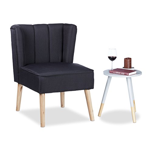 Relaxdays Ohrensessel Retro, skandinavisches Design, weicher Stoff, bequemer Relaxsessel, HBT: 80 x 55 x 60 cm, schwarz von Relaxdays