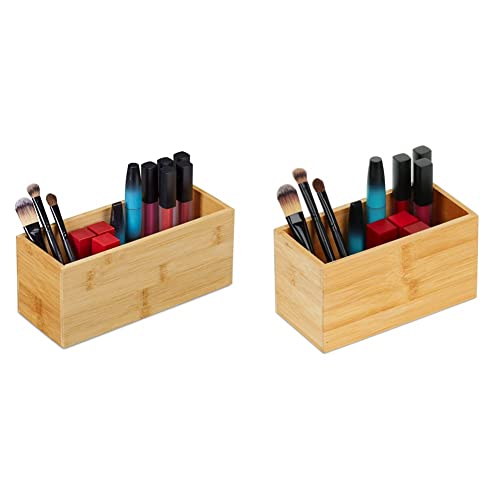 Relaxdays Ordnungsbox Bambus, schmale Aufbewahrungsbox ohne Deckel, 9,5x23x9 cm, Bambusbox Küche, Bad, Büro, Natur & Ordnungsbox Bambus, schmale Aufbewahrungsbox ohne Deckel, 9,5x18x9 cm von Relaxdays