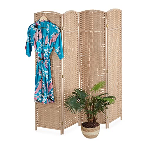 Relaxdays Paravent, 4-teilig, Raumtrenner faltbar, HxB 170x160 cm, Sichtschutz innen, Holz, Papierseil, Trennwand, Natur Relaxdays Paravent, 4-teilig, Raumtrenner faltbar, HxB 170x160 cm, Sichtschutz innen, Holz, Papierseil, Trennwand, Natur von Relaxdays