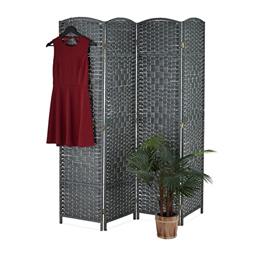 Relaxdays Paravent Raumteiler, HxB: 170x160 cm, Faltbarer Raumtrenner, 4-teiliger Sichtschutz, Holz & Papierseil, grau Relaxdays Paravent Raumteiler, HxB: 170x160 cm, Faltbarer Raumtrenner, 4-teiliger Sichtschutz, Holz & Papierseil, grau von Relaxdays