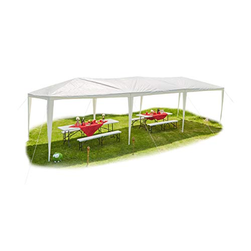 Relaxdays Pavillon 3x9, offen, ohne Seitenteile, Festival, Gartenpavillon für Partys, PE-Dach, Stahl, 300 x 900 cm, weiß Relaxdays Pavillon 3x9, offen, ohne Seitenteile, Festival, Gartenpavillon für Partys, PE-Dach, Stahl, 300 x 900 cm, weiß von Relaxdays