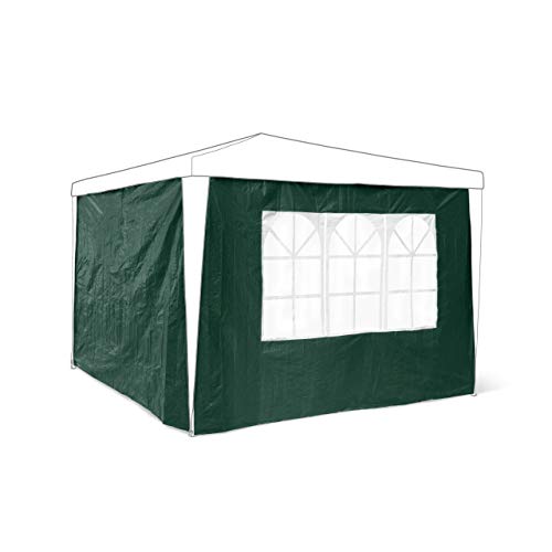 Relaxdays Pavillon-Seitenteile 2-er Set für 3 x 3 m Pavillons Seitenwand mit Fenster für Gartenpavillon und Faltpavillon 2 Teile mit Klettverschluss als Windschutz und Sichtschutz für Partyzelt, grün von Relaxdays