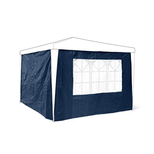 Relaxdays Pavillon-Seitenteile 2-er Set für 3 x 3 m Pavillons Seitenwand mit Fenster für Gartenpavillon und Faltpavillon 2 Teile mit Klettverschluss als Windschutz und Sichtschutz für Partyzelt, blau von Relaxdays