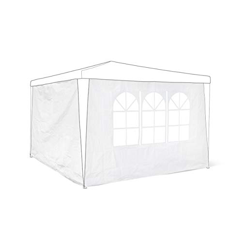 Relaxdays Pavillon-Seitenteile 2-er Set für 3 x 3 m Pavillons Seitenwand mit Fenster für Gartenpavillon und Faltpavillon 2 Teile mit Klettverschluss als Windschutz und Sichtschutz für Partyzelt, weiß von Relaxdays