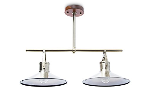 Relaxdays Pendelleuchte 2-flammig industrial Messing Holz schwenkbar 10018901 von Relaxdays
