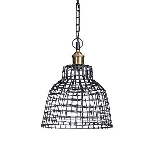 Relaxdays Pendelleuchte Gitter aus feinem Metall als Lampe in Form eines Käfigs H x D: ca. 132 x 28 cm Hängelampe aus Schmiedeeisen in Gitterform als moderne Design Deckenleuchte, schwarz von Relaxdays