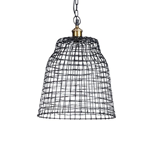 Relaxdays Pendelleuchte Gitter aus feinem Metall als Lampe in Form eines Käfigs H x D: ca. 154 x 35 cm Hängelampe aus Schmiedeeisen in Gitterform als moderne Design Deckenleuchte, schwarz von Relaxdays