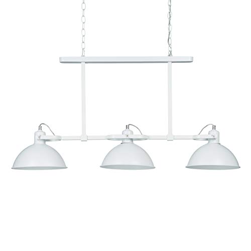 Relaxdays Pendelleuchte aus mattem Metall H x B x T: ca. 94 x 94 x 23 cm Hängelampe 3-flammig mit neigbaren Lampenschirmen fürs Esszimmer moderne große Deckenleuchte im Industrial-Stil Lampe, weiß von Relaxdays