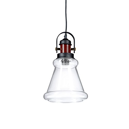 Relaxdays Pendelleuchte mit klarem Glasschirm HBT: ca. 133 x 23 x 23 cm Deckenleuchte höhenverstellbar aus Glas für eine Lampe im Industrial-Look Hängelampe in modernem Design Deckenlampe, transparent von Relaxdays