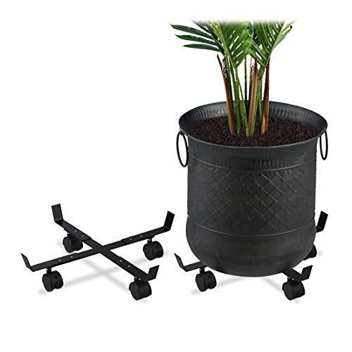 Relaxdays Pflanzenroller ausziehbar, 2er Set, innen & außen, Rolluntersetzer für Blumentopf bis 43 cm Ø, Metall, schwarz, 2 Stück Relaxdays Pflanzenroller ausziehbar, 2er Set, innen & außen, Rolluntersetzer für Blumentopf bis 43 cm Ø, Metall, schwarz, 2 Stück von Relaxdays