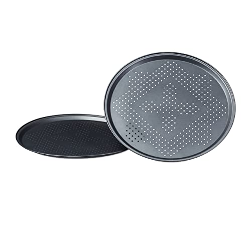 Relaxdays Pizzablech mit Perforation im Set runde Pizzabackbleche mit extra großem Durchmesser: ca. 29 cm Backbleche für Pizza und Flammkuchen Pizza Backset im 2er Set antihaftbeschichtet, anthrazit Relaxdays Pizzablech mit Perforation im Set runde Pizzabackbleche mit extra großem Durchmesser: ca. 29 cm Backbleche für Pizza und Flammkuchen Pizza Backset im 2er Set antihaftbeschichtet, anthrazit von Relaxdays