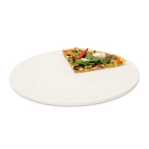 Relaxdays Pizzastein rund, Steinplatte für Pizza & Flammkuchen, Backstein für Ofen & Grill, Cordierit, 33 cm Ø, beige von Relaxdays