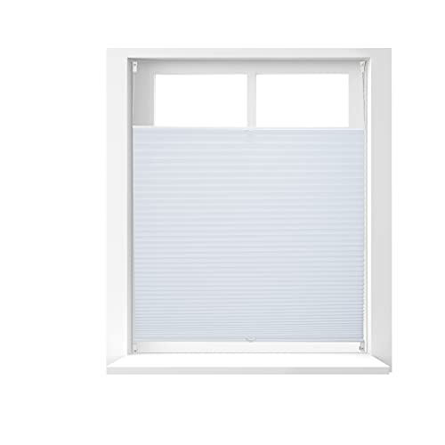 Relaxdays Plissee Rollo ohne Bohren, Klemmfix zum Kleben, Faltrollo lichtdurchlässig, Faltstore, weiß, BxH: 100 x 130 cm von Relaxdays
