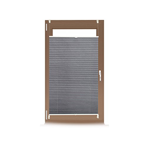 Relaxdays Plissee Rollo ohne Bohren, Klemmfix zum Kleben, Faltrollo lichtdurchlässig, Faltstore grau, BxH: 60 x 130 cm von Relaxdays