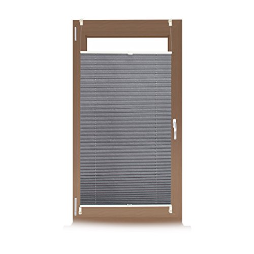 Relaxdays Plissee Rollo ohne Bohren, Klemmfix zum Kleben, Faltrollo lichtdurchlässig, Faltstore grau, BxH: 90 x 210 cm von Relaxdays
