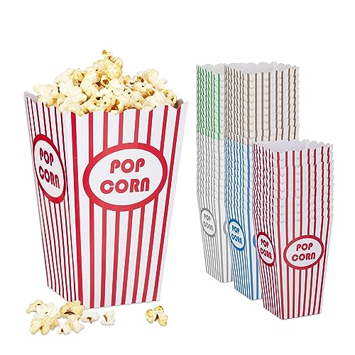 Relaxdays Popcorntüten, 50er Set, gestreift, Retro-Optik, Kino, Filmabend Zubehör, Pappe, Popcornbehälter, Mehrfarbig von Relaxdays