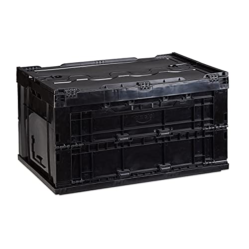 Relaxdays Profi Transportbox, stabil, Gewerbe, hochwertiger Kunststoff, Qualität, 60 L, HxBxT 32,5x58,5x39,5cm, schwarz von Relaxdays