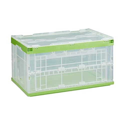 Relaxdays Profi Transportbox, stabil, Gewerbe, hochwertiger Kunststoff, Qualität, 60L, HBT 31,5 x 59,5 x 39,5 cm, grün von Relaxdays