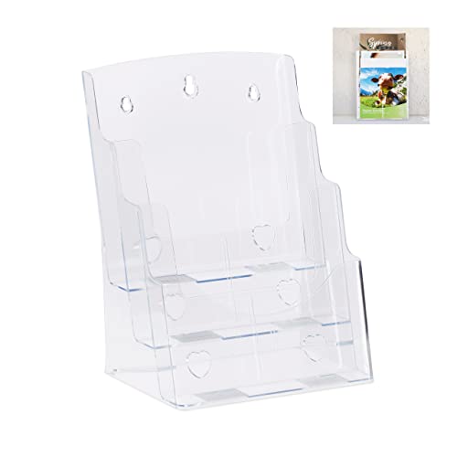Relaxdays Prospekthalter A4 / DIN Lang, 3 Etagen, Acryl, Flyer Aufsteller Tisch & Wand, HBT: 33x24,5x20cm, transparent Relaxdays Prospekthalter A4 / DIN Lang, 3 Etagen, Acryl, Flyer Aufsteller Tisch & Wand, HBT: 33x24,5x20cm, transparent von Relaxdays
