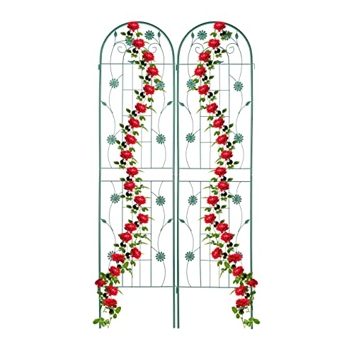 Relaxdays Rankgitter, 2er Set, HxB 200 x 50 cm, freistehend, Rankhilfe zum Stecken, Kletterpflanzen, Blumenspalier, grün von Relaxdays