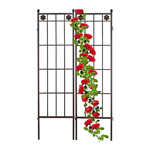 Relaxdays Rankgitter Metall, 2er Set, Rankhilfe für Kletterpflanzen, zum Stecken, Rankspalier HxB: 182 x 51 cm, braun von Relaxdays