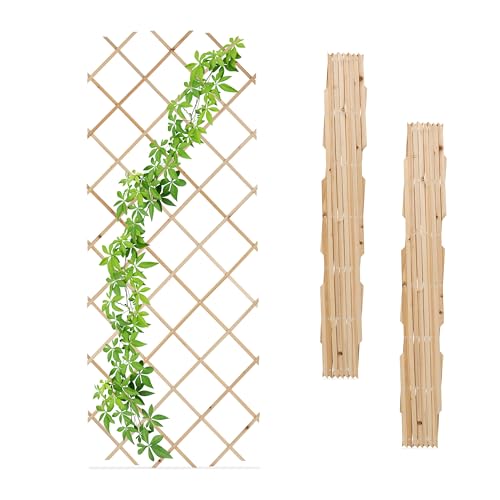 Relaxdays Rankgitter ausziehbar, 3er Set, Rankhilfe Kletterpflanzen, 180x90 cm, Garten, Balkon, Terrasse, Holz, Natur von Relaxdays