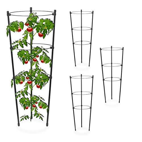 Relaxdays Rankhilfe 4er Set, Metall & Kunststoff, 45 cm hoch, 3 verstellbare Ringe, Rankstütze Kletterpflanzen, schwarz Relaxdays Rankhilfe 4er Set, Metall & Kunststoff, 45 cm hoch, 3 verstellbare Ringe, Rankstütze Kletterpflanzen, schwarz von Relaxdays