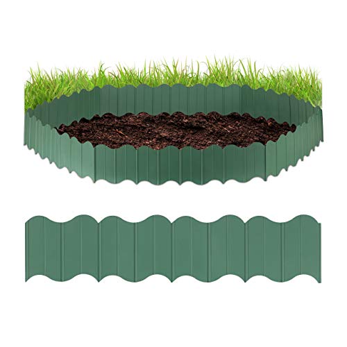 Relaxdays Rasenkante Kunststoff, Gartenpalisade 6-teilig, zum Stecken, Beete begrenzen, für Garten, 12,5 cm hoch, grün von Relaxdays