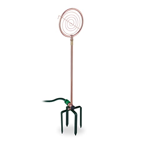 Relaxdays Rasensprenger Spiral-Design, 3/4", mit Erdspieß, Sprinkler & Gartendeko, Wasserspiel Garten, Metall, Kupfer, Edelstahl, 97 x 22 x 17 cm von Relaxdays