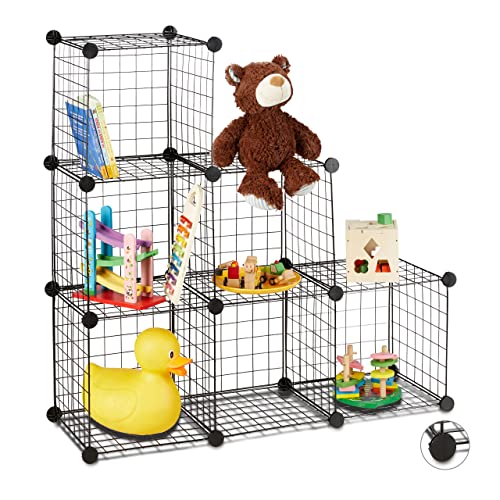 Relaxdays Regalsystem Drahtgitter, 6 Fächer, Offenes Steckregal, verschiedene Größen, DIY Stufenregal Würfel, schwarz Relaxdays Regalsystem Drahtgitter, 6 Fächer, Offenes Steckregal, verschiedene Größen, DIY Stufenregal Würfel, schwarz von Relaxdays