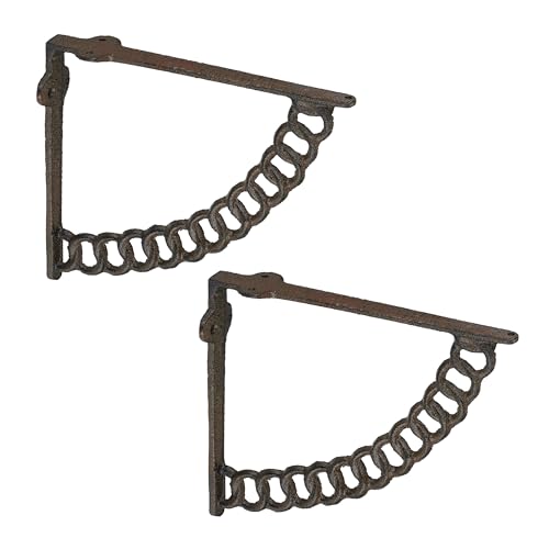 Relaxdays Regalträger, 2er Set, Gusseisen, Ketten-Motiv, antikes Design, Winkel für Regalbretter, Regalhalter, braun von Relaxdays