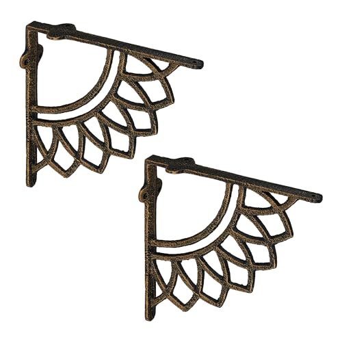 Relaxdays Regalträger, 2er Set, Gusseisen, Mandala-Motiv, antikes Design, Winkel für Regalbretter, Regalhalter, Bronze Relaxdays Regalträger, 2er Set, Gusseisen, Mandala-Motiv, antikes Design, Winkel für Regalbretter, Regalhalter, Bronze von Relaxdays