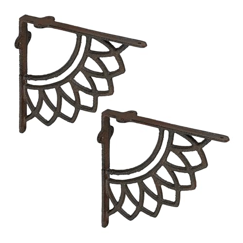 Relaxdays Regalträger, 2er Set, Gusseisen, Mandala-Motiv, antikes Design, Winkel für Regalbretter, Regalhalter, braun von Relaxdays