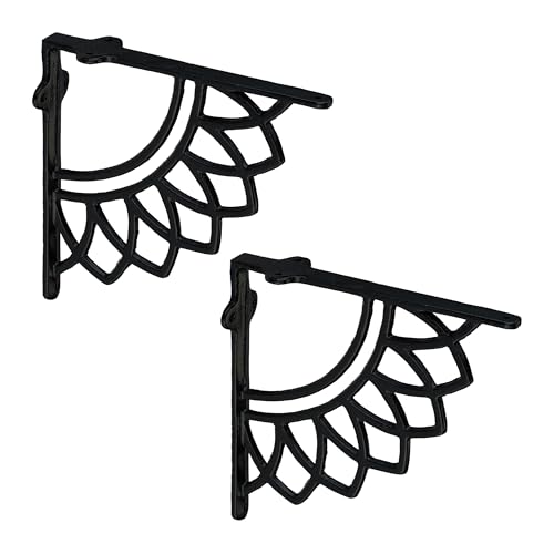 Relaxdays Regalträger, 2er Set, Gusseisen, Mandala-Motiv, antikes Design, Winkel für Regalbretter, Regalhalter, schwarz Relaxdays Regalträger, 2er Set, Gusseisen, Mandala-Motiv, antikes Design, Winkel für Regalbretter, Regalhalter, schwarz von Relaxdays