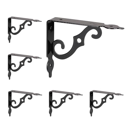 Relaxdays Regalträger, 6er Set, Regalhalterung für die Wand, Metall, dekorativ, Regalwinkel HBT: 11x2,5x14 cm, schwarz Relaxdays Regalträger, 6er Set, Regalhalterung für die Wand, Metall, dekorativ, Regalwinkel HBT: 11x2,5x14 cm, schwarz von Relaxdays