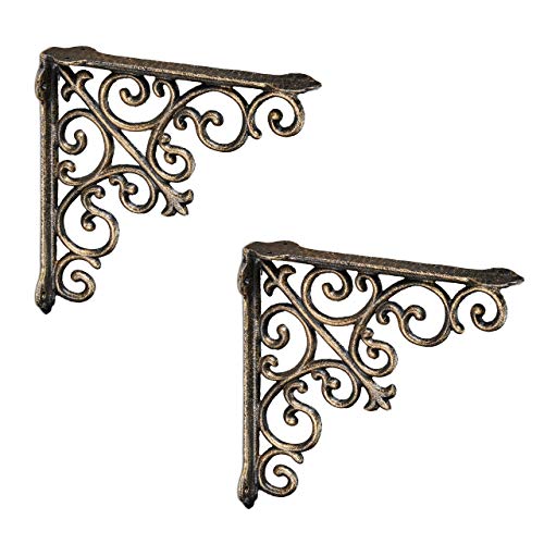 Relaxdays Regalwinkel antik, 2er Set, Regalträger Gusseisen, Barocke Ornamente, Winkel für Regalboden, Vintage, bronze Relaxdays Regalwinkel antik, 2er Set, Regalträger Gusseisen, Barocke Ornamente, Winkel für Regalboden, Vintage, bronze von Relaxdays