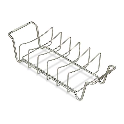 Relaxdays Rippchenhalter 2in1, Bratenkorb zum Grillen, BBQ, Rib Holder, multifunktional, für Spare Ribs, Stahl, silber, 11.5 x 44.5 x 18.5 cm von Relaxdays