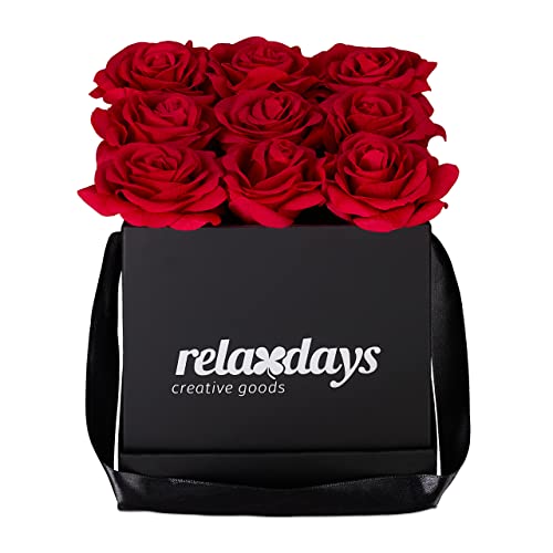 Relaxdays Flowerbox, rot, 9 Rosen von Relaxdays