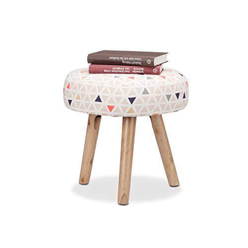 Relaxdays Runder Beistellhocker mit Dreiecksmuster, Holzbeine, Kinderzimmer, Fußablage, Polsterhocker 35 x 35 cm, bunt Relaxdays Runder Beistellhocker mit Dreiecksmuster, Holzbeine, Kinderzimmer, Fußablage, Polsterhocker 35 x 35 cm, bunt von Relaxdays